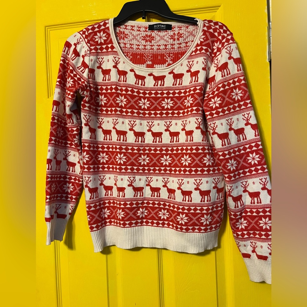 Romwe Juniors Small Winter Christmas Fair Isle Sweater